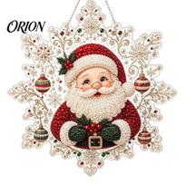 Transparent Snowflake Hanging Tags Christmas Acrylic Pendant with Metal Chain, Double-sided Printed 2D Winter Wonderland Home Party Supplies Pendant, B beige