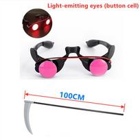 Helovino Cosplay Kostiumas Grim Reaper Baisus Skeleto Kostiumas Vaikams Švytinčios Raudonos Akys Grim Reaper Vaiduoklio Apsiaustas Siųsti Dalgio Rekvizitus S(100-130CM) black