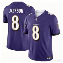 Men #8 Jackson Purple Football Jersey  Short Sleeve Quick Dry Sport Tops Men Women  Fans Match Sports Shirts Family Matching S blue