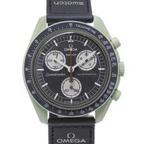 OMEGA Mission on Earth Speedmaster Watches SO33G103 Moonwatch x Swatch Collaboration NavyDial ceramic Quartz Chronograph Women Used gray