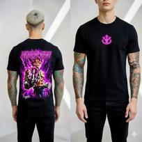 Vegeta Ultra Ego Anime T-Shirt Men Black Graphic Tee Dragon Ball Style M gray
