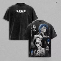 Manga BLEACH Ulquiorra Cifer Grimmjow Jaegerjaquez Graphic Print Tee Unisex Vintage Washed Cotton Short Sleeve Streetwear Loose Casual Summer Tee M įvairiaspalvis