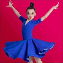 Mergaičių lotinų šokių suknelė Vaikų sportinių šokių suknelės Vaikas Salsa Rumba Cha Cha Samba Tango Viršus Sijonas Sceniniai drabužiai 160 red