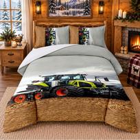Case IH Pattern Bedding 3Pcs Set Bed Sheet And Pillowcases For Indoor Bedroom 135cmx200cm white