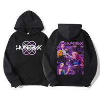 Kpop Demon Hunters Hoodies Women Mira Rumi Zoey Huntrix Hoodie Cartoon Harajuku Pullover Tops Man Woman Sweatshirt XL black