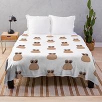 Sad cute little cursed Pou Throw Blanket 75cm*90cm white