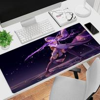 Anime Raiden Shogun Mouse Pad Large Gaming Desk Mat NonSlip Laptop Keyboard Tray Office Pc Genshin Impact Kawaii Black 800x300x2mm blue