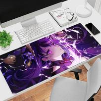 Anime Raiden Shogun Mouse Pad Large Gaming Desk Mat NonSlip Laptop Keyboard Tray Office Pc Genshin Impact Kawaii Black 800x400x2mm