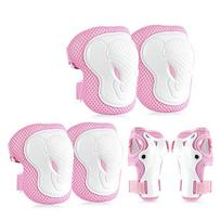 Pads 6 in 1 Knee Protector Elbow Pads Kids Knee Pads Set Protective Gears Set Wrist Guards pink-15-35kg