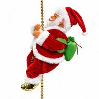 Electric Santa Claus Climbing Rope Ladder Toy Singing Santa Claus Ornament  Home Holiday Decor Red white
