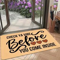 Check Ya Vibe Before You Come Inside Cute Heart Letter Doormat Anti Slip Floor Mat Funny Positive Quote Front Door Mat 40X60CM gray