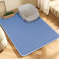 70x120cm Cat Litter Mat Water Urine Proof Double Layer Pet Foldable Cat Litter Trapping Pet Carpet Bed Pads Pet Clean Supplies 30x30cm mėlyna