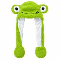 Frog Shape Furry Animal Hat Windproof Kids Earflap Hat Fun Moving Ear Hat  Autumn Winter Moving ears+Lights white