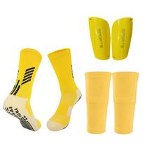 Football Equipment Adults Kids Soccer Shin Guards With Pocket Cover Calf Sleeve Non Slip Soccer Sock With Football Leg Shinguard 1 LT-Yellow Set S(EU28-33)