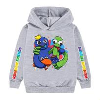 Kids Cartoon Rainbow Friends Hoodie Long Sleeve Hooded Sweatshirt Casual Tops for Boys Girls 150 pelenų pilka spalva