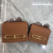 2026 Vintage Square Crossbody Bag Women Real Leather Shoulder Small Size Retro Stitching Design 22cm Large gray
