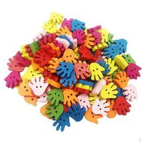 100pcslot Hand Wood Shape Palm Button Mixed Color Apparel Sewing Diy Matches the image