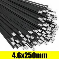 120/10PCS Stainless Steel Cable Ties Black Self-locking Metal Tie Straps Adjustable Cables Fastening Loops Home Office Wire Ties 120PCS