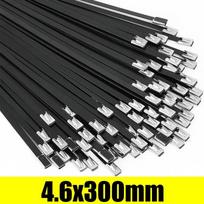 120/10PCS Stainless Steel Cable Ties Black Self-locking Metal Tie Straps Adjustable Cables Fastening Loops Home Office Wire Ties 100PCS