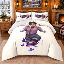 Clove Valorant Pattern Bedding 3Pcs Set Bed Sheet And Pillowcases For Indoor Bedroom 135cmx200cm gray