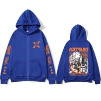 Anime My Hero Academia Bakugou Katsuki Zipper Hoodie Men Women Casual Oversized Zip Up Jacket Coat Male Cartoon Harajuku Hoodies M mėlyna