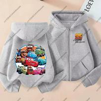 Boys Girls Lightning McQueen 95 Car Zip Up Hoodie Kids Cartoon Cars Printed Hooded Coat Children Fashion Loose Sweatshirt Jacket 120