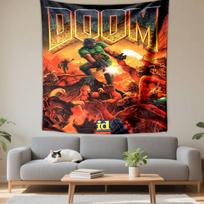 Doom Tapestry Wall Hanging, Classic FPS Game Poster Art, Gamer Wall Decor for Bedroom Living Room Dorm 75x90cm(29x35in) orange