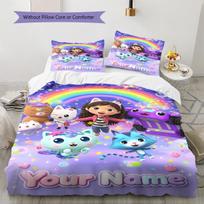 Name Custom Gabby Pattern Bedding Set Quilt Cover Pillowcase Home Decor Gift (1 * duvet cover + 2 * pillowcase, without core) 135x200cm blue