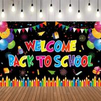 Welcome Back to School - Banner - Vibrant first-day classroom decoration multi-functional backdrop suitable for parties 79×59inch/200*150cm