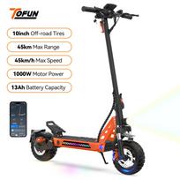 TOFUN TF3 Electric Scooter 1000W Motor 48V13Ah Battery Adult Sport Road Mountain E-Scooter 10Inch Tires Snow Foldable EScooter