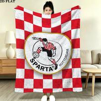 Sparta Rotterdam Print Flannel Blanket, High quality Comfortable for All Seasons, Home Decor, Warmth and Comfort, Perfect for Christmas Gifts 80cmx120cm red