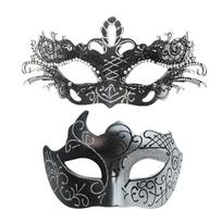 2 vnt. Nėriniuota Dažyta Kaukė Gradiento Blizgučiai Akių Kaukė Gotikinė Elegantiška Pusės Veido Kaukės Rinkinys Karnavalo Šventė 2pcs Silver