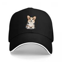 cute welsh corgi dog illustration Baseball Cap Golf Hat New In The Hat hiking hat funny For Girls Unisexs black
