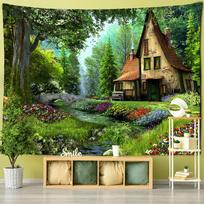 Miško trobelės gobelenas, pakabinamas ant sienos aliejinis paveikslas, fonas audiniais, spauda psichodelinis raganavimas, bohemiškas dekoras 150X200CM green