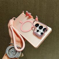 for Magsafe Bracket Holder Case for Samsung Galaxy S25 S26 Ultra S24 Plus S23 FE A56 A16 A17 Magnetic Lanyard Hand Strap Cover Galaxy S23 Ultra white