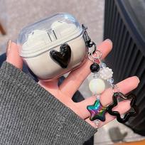 For Samsung Galaxy Buds 4 3 Pro Live FE Gradient Bear Earphone Case Crystal Pendant Cover Earbuds Accessories for Buds2 for Buds 3 or 3 Pro white