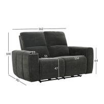 Sofa, dvivietė elektrinė atlošiama, pilka, 162 × 90 × 100 cm