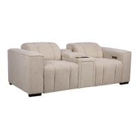 Dvivietė elektrinė sofa su centrine konsole, smėlinė, 209 x 103 x 73/97 cm