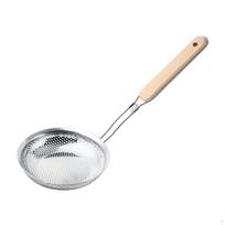 Patogus kiaurasamtis su medine rankena maisto gaminimo užduotims 14cm beige