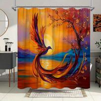 Vibrant Phoenix Sunset Waterproof Mildew-Resistant Shower Curtain - Artistic Design for an Inspiring Bathroom Décor Experience W90XH180cm orange