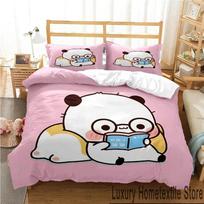3D Print Bubu Dudu Cartoon Bear Panda Bedding Set Twin Queen King Size Duvet Cover Sety Pillowcase Bed For Boys And Girls 140*200cm/55x79in Single/Twin 3pcs