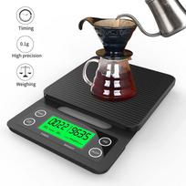 Mini Digital Coffee Scale with Timer: Measures Water-to-Powder Ratio & Beans black