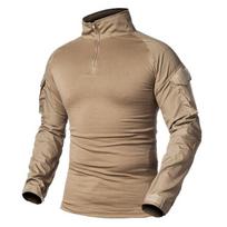 Vyriški armijos Tactical Multicam Military Combat Juodi marškinėliai ilgomis rankovėmis CP kamufliažiniai Airsoft marškinėliai stovyklavimui Medžioklės apranga XXXXL beige