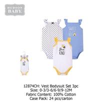 Hudson Baby Baby Pure Cotton Baby Girl Onesie Romper Sleeveless Sling One-Piece Romper Newborn Gift Polka Dot Bee 3-Piece Set 9-12 Months gray