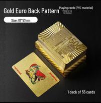Auksinis pokeris PVC Juodas tinklelis Aukso folija Žaidimo kortos: Atsparus vandeniui, nesiglamžantis, atsparus dėvėjimuisi. brown