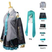 Anime Vocaloid Miku Cosplay kostiumas Perukas Suknelė Kawaii Cosplay Apranga Helovino karnavalo vakarėlio kostiumai M black