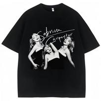 Sabrina Carpenter Vintage Style Poster Print Tshirt Unisex Women Fashion Cotton Summer Tees Oversized Harajuku Streetwear Y2k Tops 4XL black