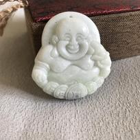 Shaanxi Lantian Jade Laughing Buddha Maitreya Pendant 0406 white