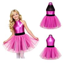 Vaikų Helovino vakarėlio kostiumas Suknelė Be rankovių su kaklu kakliuku Ruffles tiulio tutu sijonas Sluoksniuotas dizainas mergaitėms Cosplay Teminis renginys 7-8 Years rožinė