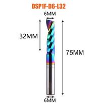 1pc AAAAA Single Flute Carbide Spiral End Mill 3.175, 4, 5, 6 mm Spiral Aluminum Mill 3D Engraving Woodworking Acrylic DLC DSP1F-D6.0-L32